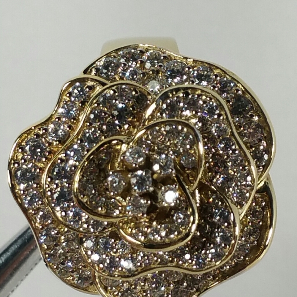 DESIGNER SW GOLD STERLING CLEAR CZ RING